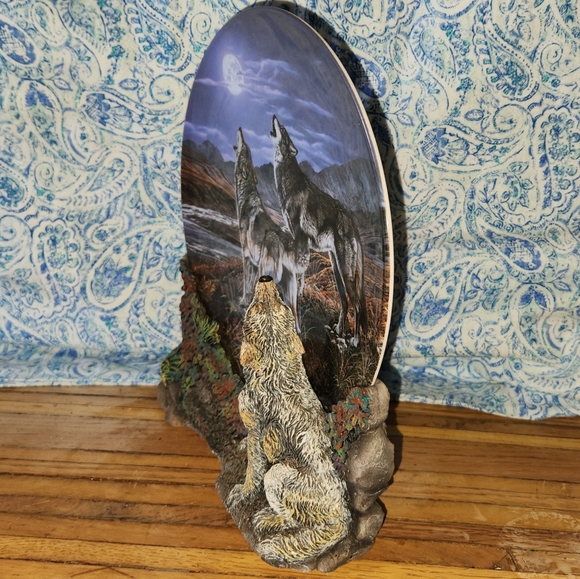 MIDNIGHT SERENADE Realm of the Wolf 3D PLATE Al Agnew Wolves 1997 Hamilton - Picture 4 of 8